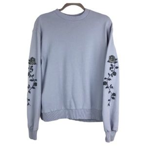NAKD light blue sweater with rose embroidery